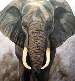 Charging Bull African Elephant painting T Norris Art